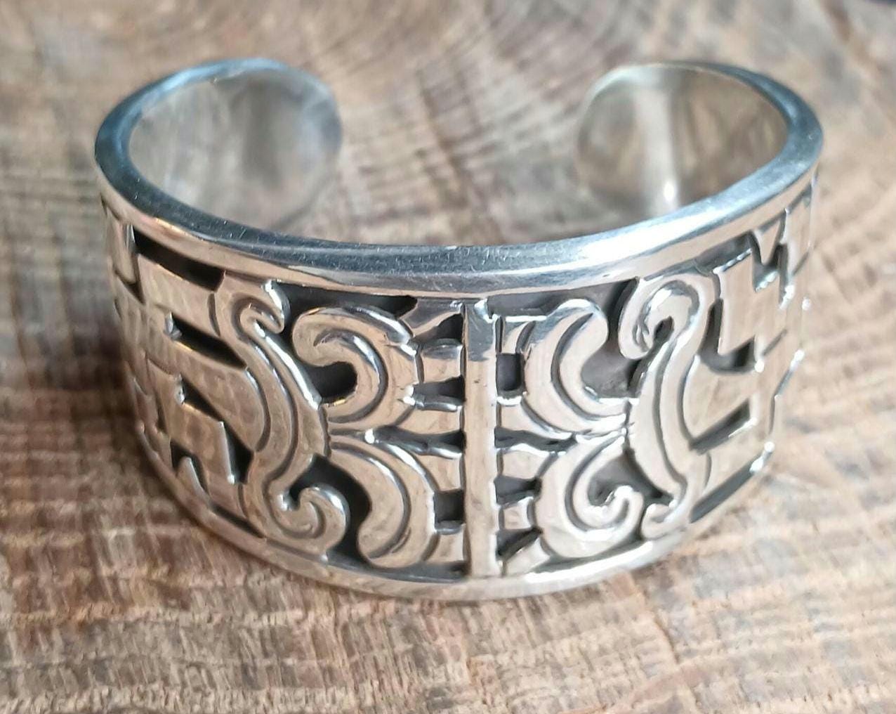 Taxco Mexican Silver Aztec Bracelet - Etsy