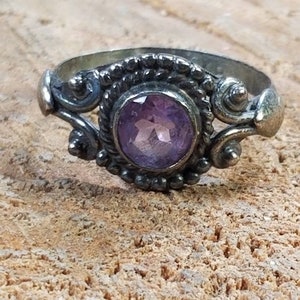 Sterling Silver Amethyst Ring Size 4