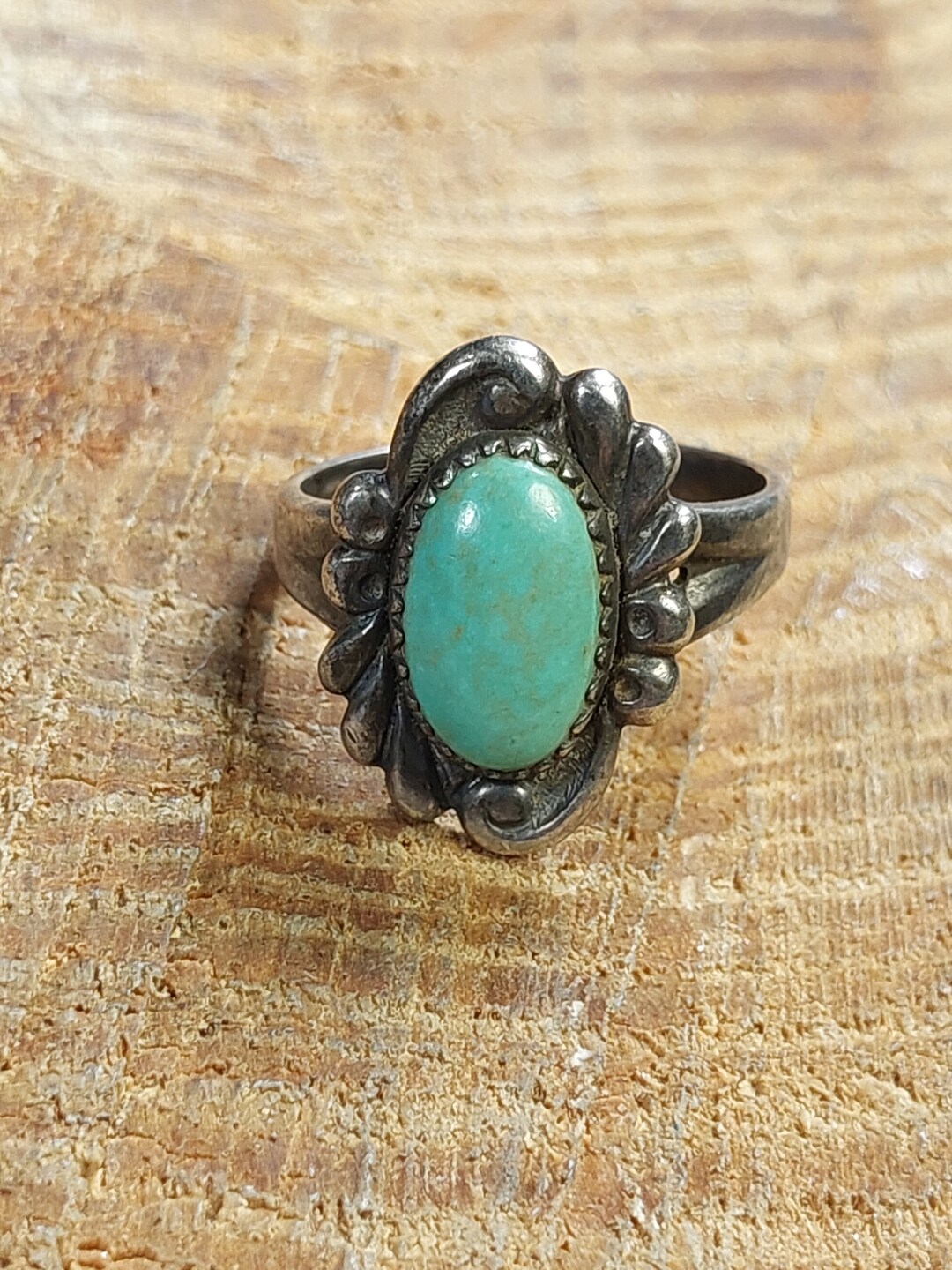 Navajo Vintage Sterling Silver Turquoise Ring Size 7.5 Stamped Makers ...
