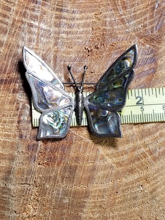 Sterling Silver Abalone Shell Butterfly Pin Brooc… - image 8