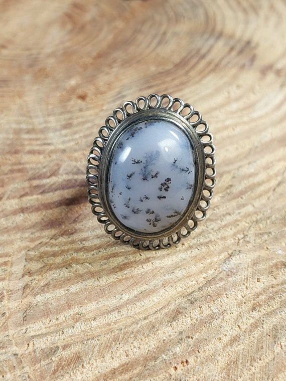 Dendritic Opal Agate Sterling Silver Adjustable R… - image 4