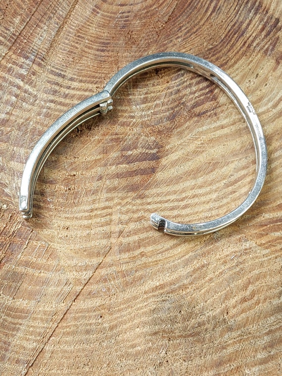 Triple Bar Hinged Bracelet Sterling Silver 7" - image 6