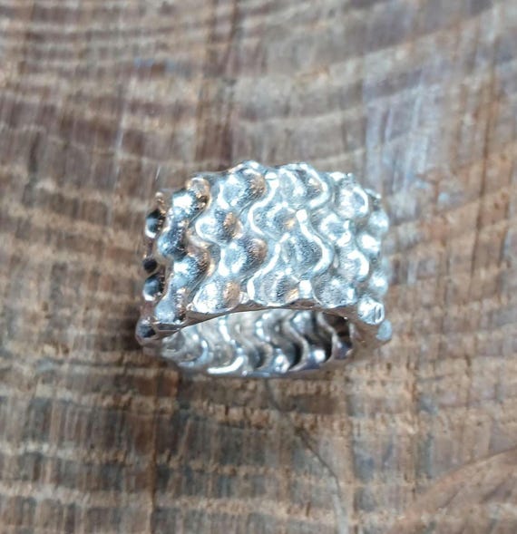 Sterling Silver Electroform Crinkle Ring Size 11 - image 4