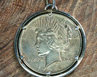 1924 Sterling Silver Peace Dollar Pendant