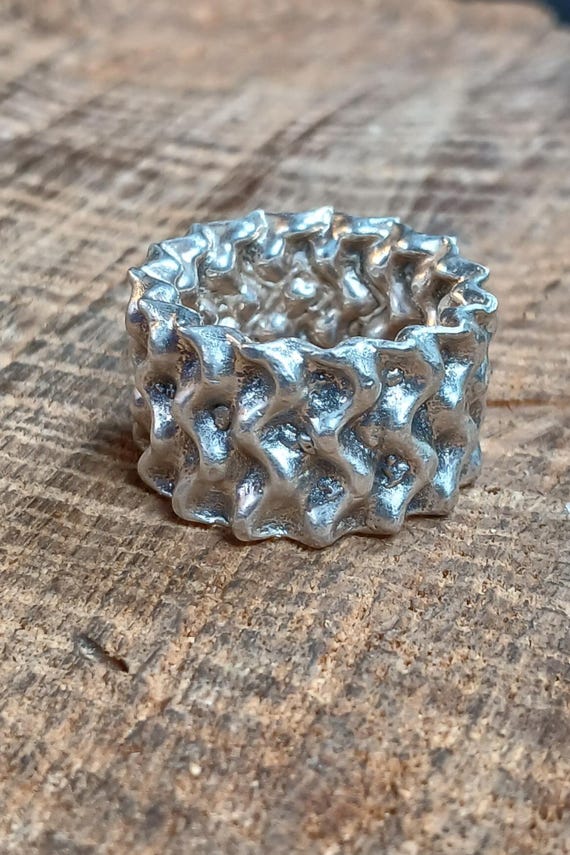 Sterling Silver Electroform Crinkle Ring Size 11 - image 1