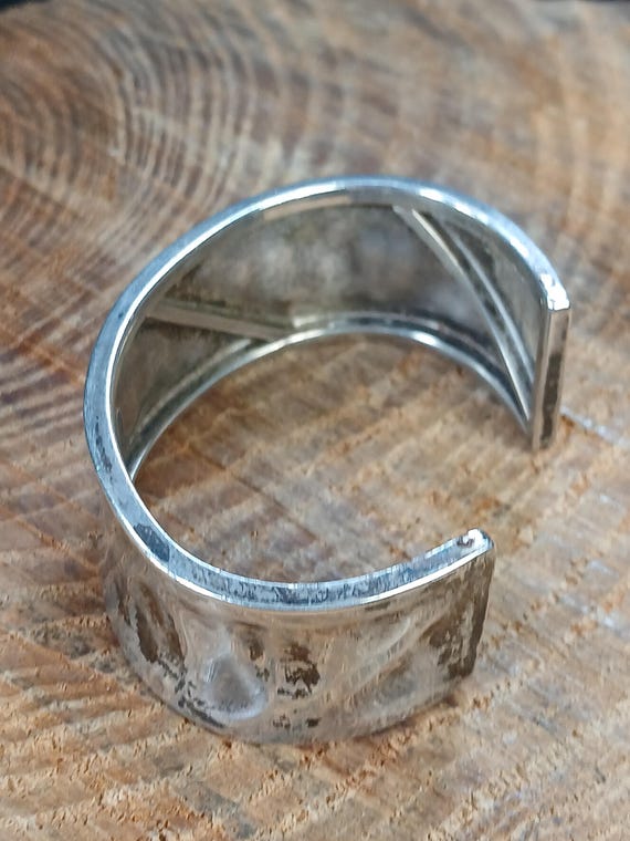 Brutalist Dimpled Reactangle Sterling Silver Cuff… - image 5