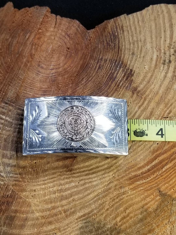 Aztec Sun Mayan Calendar Belt Buckle Sterling Sil… - image 9