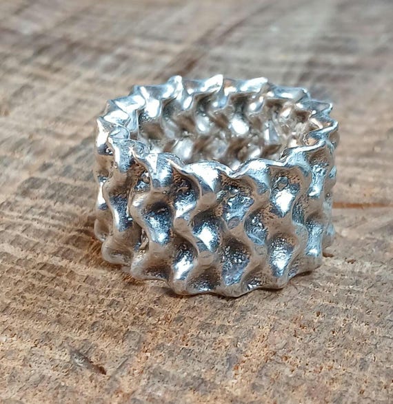Sterling Silver Electroform Crinkle Ring Size 11 - image 2