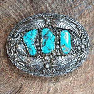 Vintage Large Turquoise Belt Buckle - Etsy display picture 2