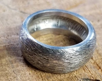 1924 Peace Dollar Brushed Grain Textured Ring, Silver Band, Wedding Band  Size 11