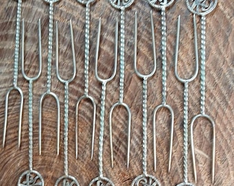 Silver Chinese Cocktail Hors D'oeuvres Forks Set of 11
