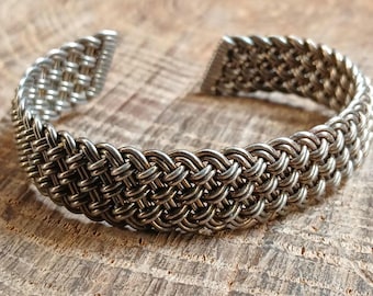 Braided Silver Cuff Bracelet 5.75"