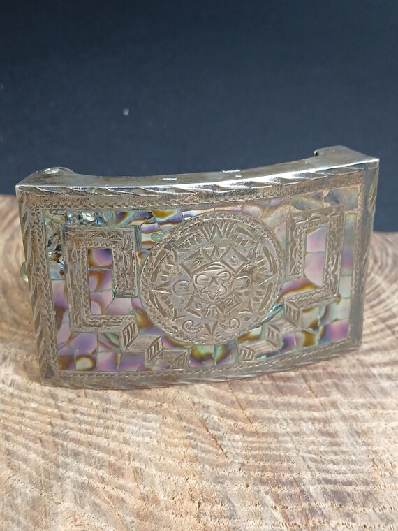 Vintage Abalone Inlay Belt Buckle s-l400.jpg main image 2