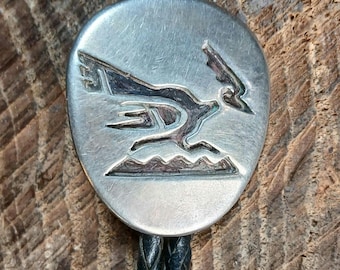 Sterling Silver Saw Work Overlay Roadrunner Bolo Neck Tie Necklace 38"