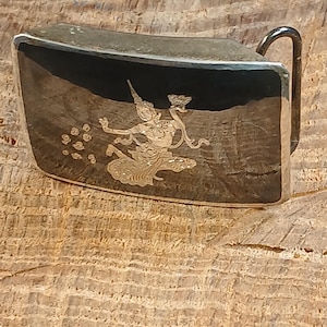 Vintage Sterling Silver Siam Thailand Niello Black Belt Buckle Mekhala Ramasoon Silver Siam Belt - Etsy main image 2