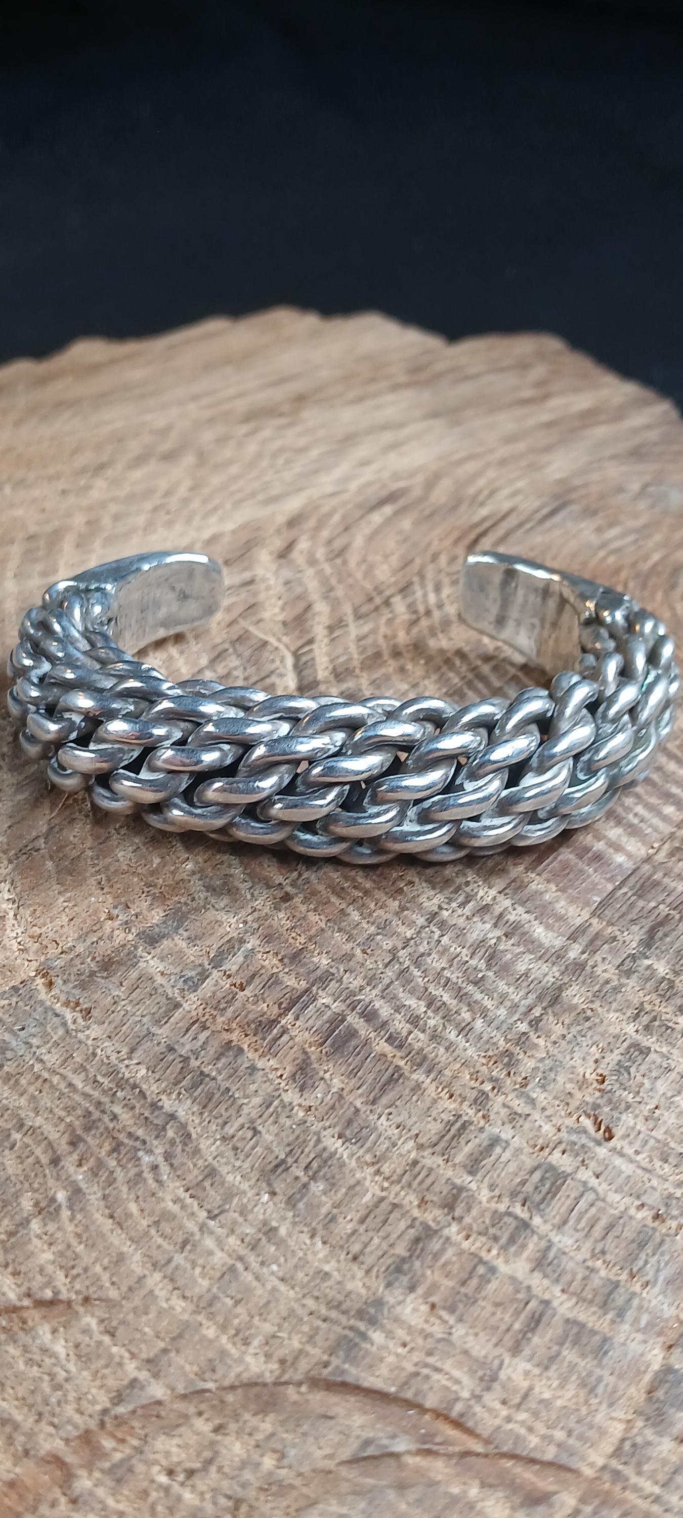 Vintage Woven Sterling Silver Bracelet - Etsy