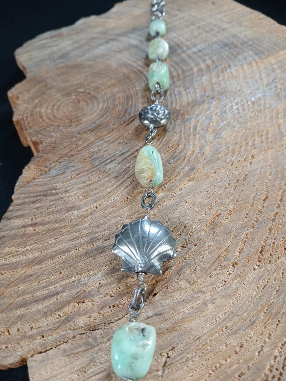 Beaded Peruvian Opal Sterling Silver Seashell Pea… - image 8