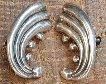 Alfredo Villasana Sterling Silver Mid Century Screw Back Earrlings