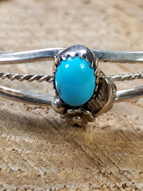Sterling Silver Turquoise Cuff 5" - image 4