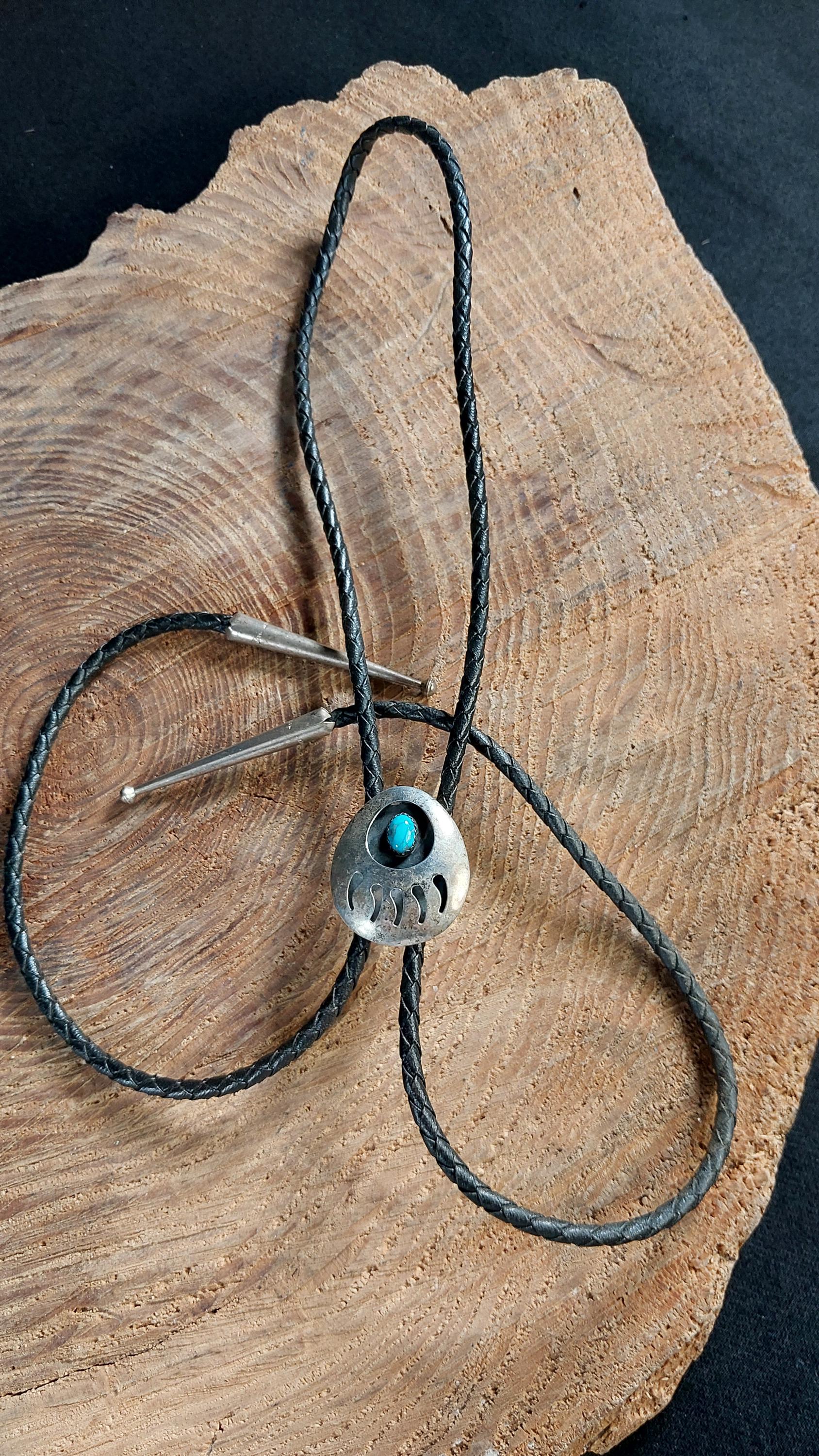 Bear Claw Bolo Tie Belt Buckle Set Turquoise Inlay Bola Necktie Necklace Paw Bolo Tie Bear Paw - Etsy main image 4