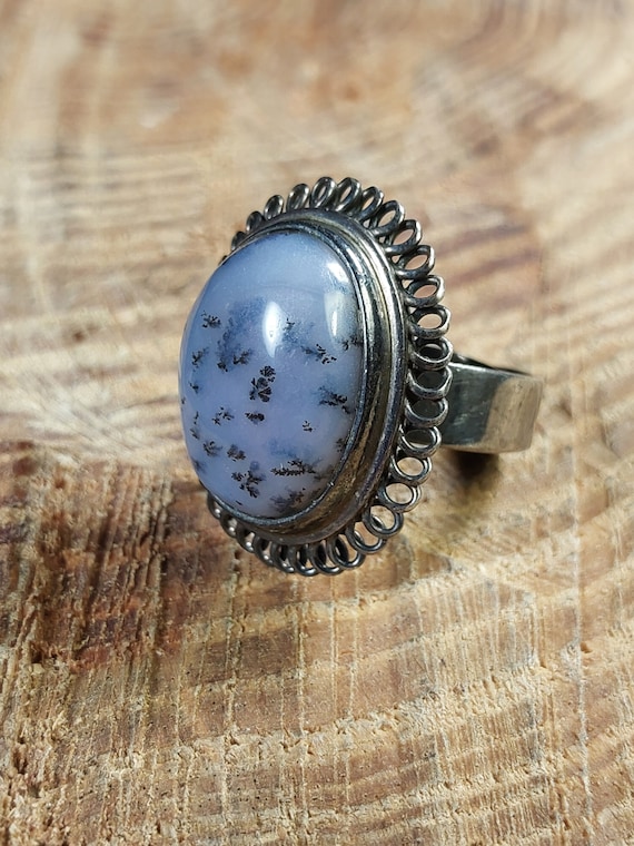 Dendritic Opal Agate Sterling Silver Adjustable R… - image 6