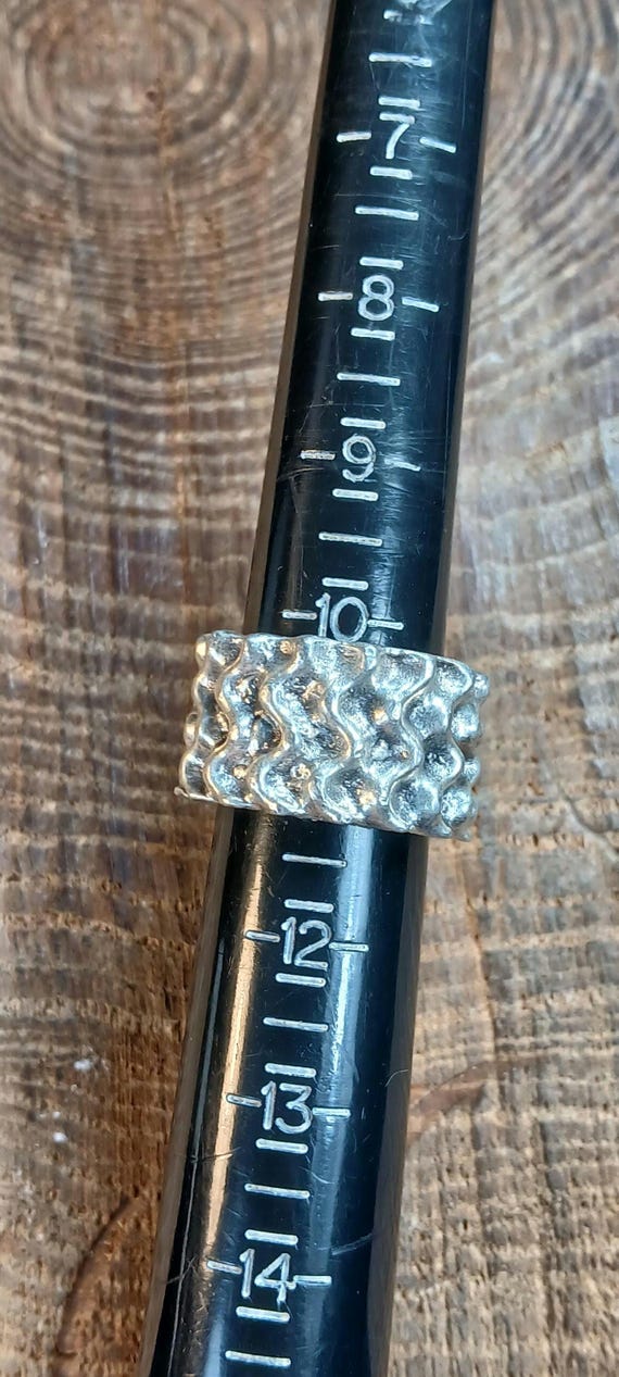 Sterling Silver Electroform Crinkle Ring Size 11 - image 8