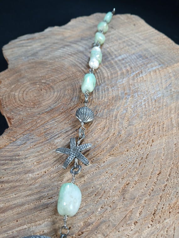 Beaded Peruvian Opal Sterling Silver Seashell Pea… - image 9