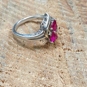 AFFY 14k Gold Over Sterling Silver Ring - Heart & Round Simulated Pink Ruby Five Stone Ring