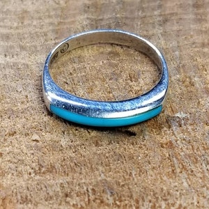 Sterling Silver Turquoise Stripe Ring Size 5