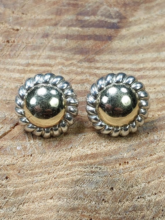 Caviar Earrings 14k & 925 Two Tone Earrings