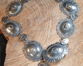 Sterling Silver Concho Buckle Belt 34.75"