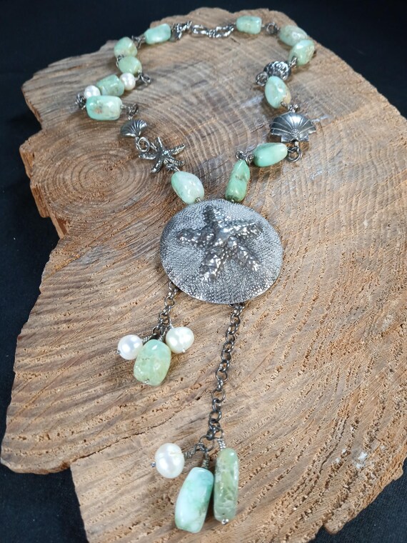 Beaded Peruvian Opal Sterling Silver Seashell Pea… - image 4