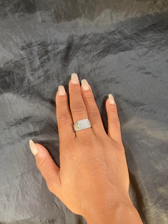 Sterling Silver Diamond Chip Ring - image 3