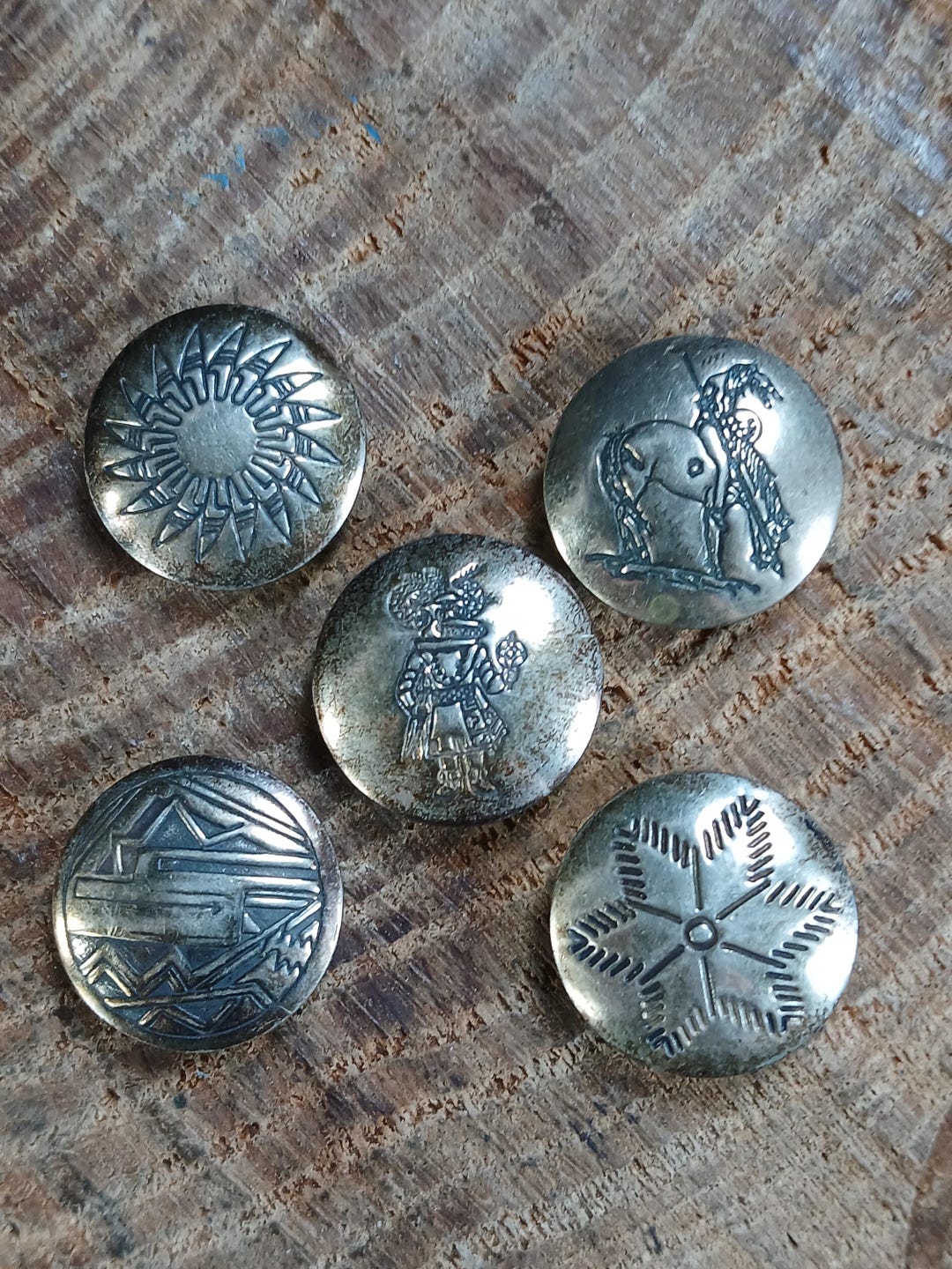 Native Button Sticker 5x Sterling Silver Native American Stamped Button Covers - Etsy