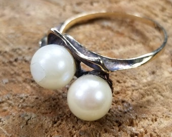 【J Products】 k10 double pearl ring white k10 double pearl ring / white - J_Products