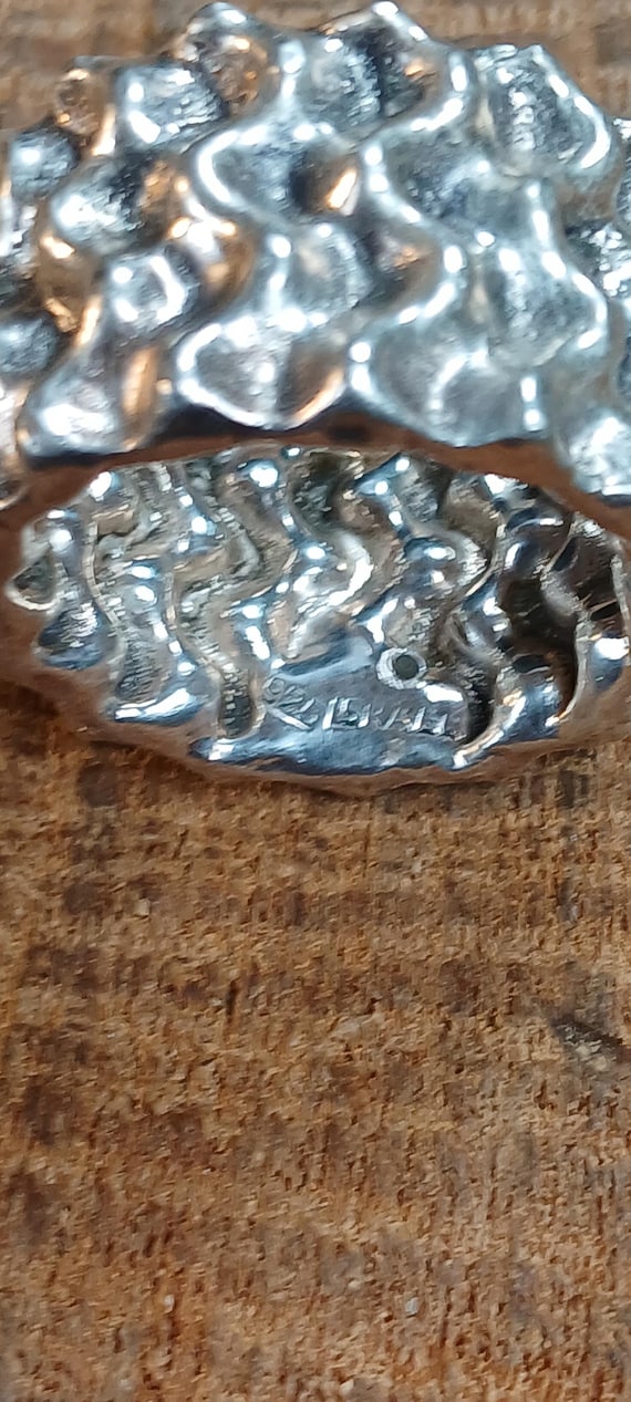 Sterling Silver Electroform Crinkle Ring Size 11 - image 7