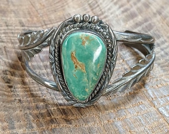 Sterling Silver Turquoise Cuff Bracelet 5"
