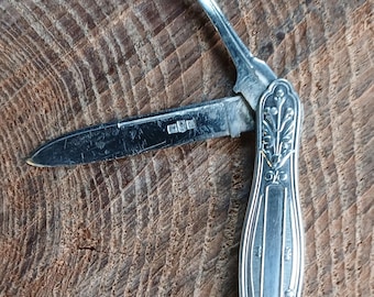 English Sterling Silver Fruit Pocket Knife & Nut Pick