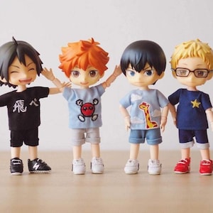 Anime Volleyball School Embroidery T-Shirts for Nendoroid Doll Clothes Obitsu 11 Clothes BJD YMY OB11