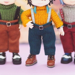 6 Color Velvet Overall Pants for Nendoroid Doll Obitsu 11 OB11 YMY Clothes