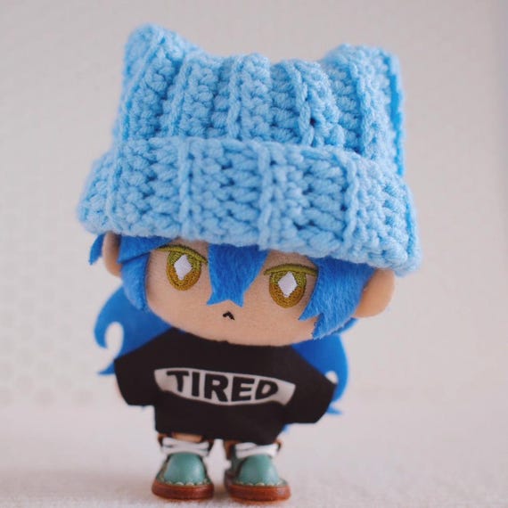 Handmade Cat Ear Beanie Hat | Fits 10cm Plush & Chibigurumi  display picture 1