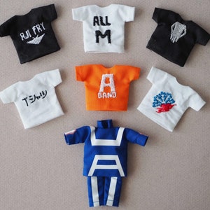 Anime Hero School Embroidery T-Shirts for Nendoroid Doll Clothes Obitsu 11 Clothes BJD YMY OB11