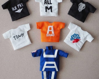 Anime Hero School Embroidery T-Shirts for Nendoroid Doll Clothes Obitsu 11 Clothes BJD YMY OB11