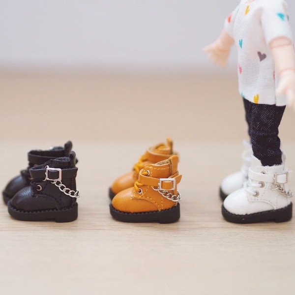Leather Chained Boots for Nendoroid Doll Obitsu 11 Clothes
