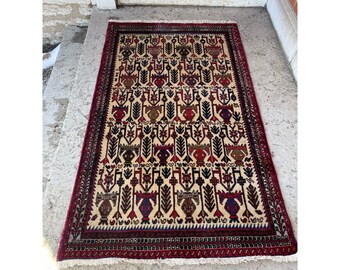 Hand Knotted Wool Area Rug 3'5 x 5'11