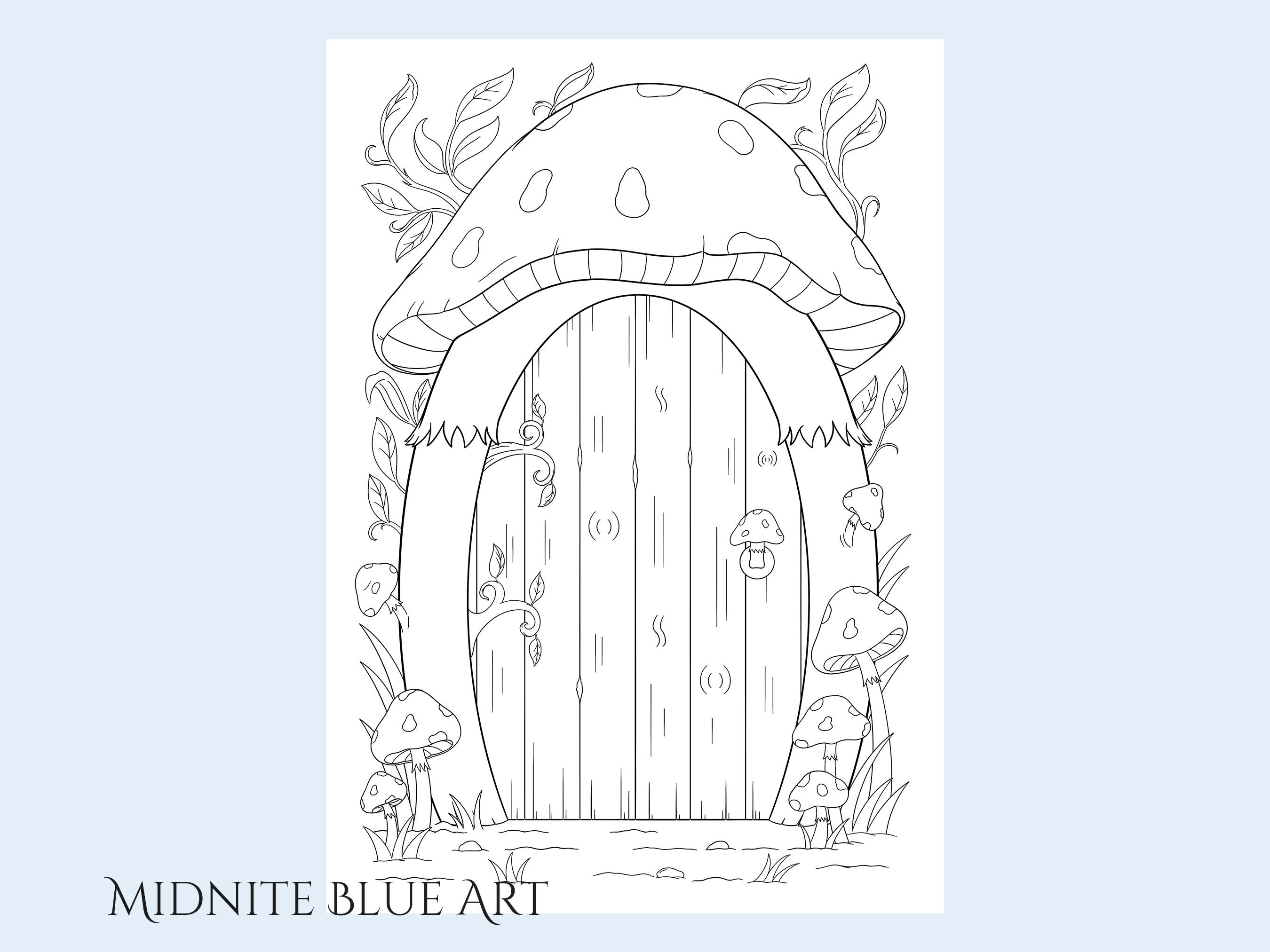 Fairy Door Coloring Set - Line Art Set - Colouring Pages - Fantasy ...