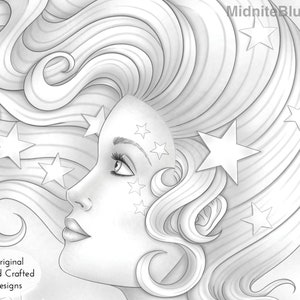 Star - Grayscale Coloring Page - Greyscale Colouring - Digital Download - Print at Home