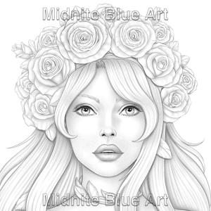 Roses - Grayscale Coloring Page - Greyscale Colouring Page - Portrait - Flowers - Digital Download - Printable Adult Coloring