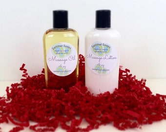 Massage Oil and Massage Lotion Set, Couples Massage Set, Valentine's Day Gift, Romantic Gift Set for Couples, Massage For Lovers, Spa Set