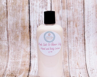 Scented Hand and Body Lotion, Pink Salt and Water Lily Scent, 4 oz, 8 oz or 16 oz Lotion, Fragranced Lotion for Women, Teens or Girls